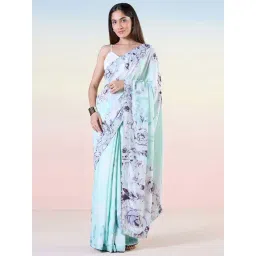 navyasa by liva Powder Blue Printed Saree With Unstitched Blouse-picture-43