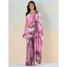 navyasa by liva Purple Printed Saree With Unstitched Blouse-picture-30