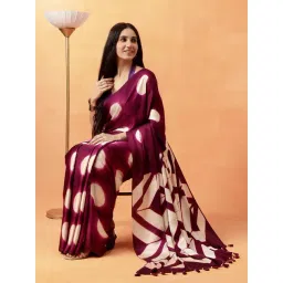 navyasa by liva Purple Printed Saree with Unstitched Blouse-picture-29