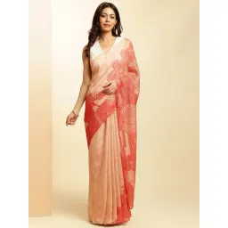 navyasa by liva Red Printed Saree With Unstitched Blouse-picture-48