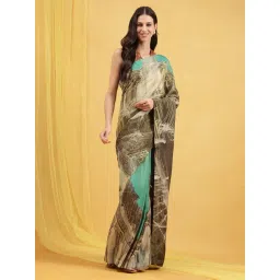 navyasa by liva Sea Green & Brown Digital Printed Saree With Unstitched Blouse-picture-29