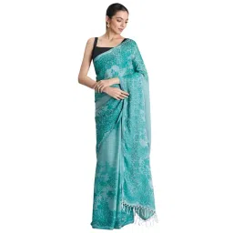 Navyasa By Liva Turquoise Floral Saree-picture-11