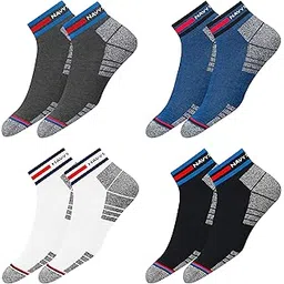 navysport Originals Unisex Casual Cushion Cotton Ankle Socks, Assorted Combo, Pack of 4, Free Size-picture-13