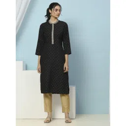 Nayam by Lakshita Black Silk Zari Kurti-picture-33