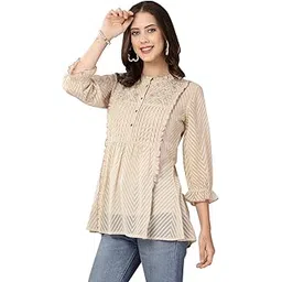 nayam by lakshita Floral Embroidered Puff Sleeves Top for Women-picture-12