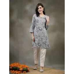 Nayam by Lakshita Grey Viscose Printed Kurti-picture-14