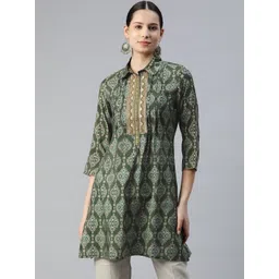 Nayam By Lakshita Modal Shirt Collar Printed Ethnic Tunic-picture-17