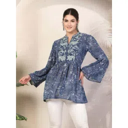 Nayam By Lakshita Navy Blue A-Line Printed Kurti-picture-37