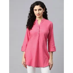 Nayam by Lakshita Pink Cotton Solid Kurti-picture-21