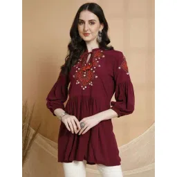 Nayam By Lakshita Purple A-Line Embroidered Kurti-picture-30