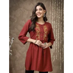 Nayam by Lakshita Red Cotton Embroidery Kurti-picture-47