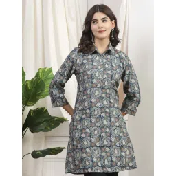 Nayam By Lakshita Teal Regular Fit Printed Kurtis-picture-18