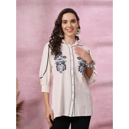Nayam by Lakshita White Cotton Embroidery Top-picture-12