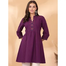 Nayam By Lakshita Women Embroidered Mandarin Collar Kurti-picture-34