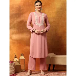 Nayam By Lakshita Women Ethnic Motifs Embroidered Kurta with Trousers-picture-14