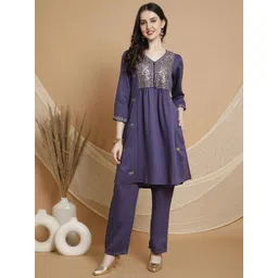 Nayam By Lakshita Women Ethnic Motifs Embroidered Regular Sequinned Kurta with Trousers-picture-27