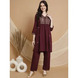 Nayam By Lakshita Women Ethnic Motifs Embroidered Regular Sequinned Kurta with Trousers-picture-26