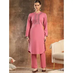 Nayam By Lakshita Women Ethnic Motifs Embroidered Regular Thread Work Kurta with Trousers-picture-39