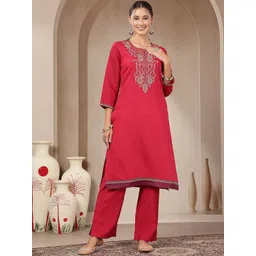 Nayam By Lakshita Women Ethnic Motifs Embroidered Regular Thread Work Kurta with Trousers-picture-32