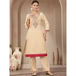 Nayam By Lakshita Women Ethnic Motifs Embroidered Regular Thread Work Kurta with Trousers-picture-28