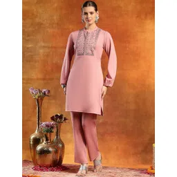 Nayam By Lakshita Women Ethnic Motifs Embroidered Regular Thread Work Kurta with Trousers-picture-38