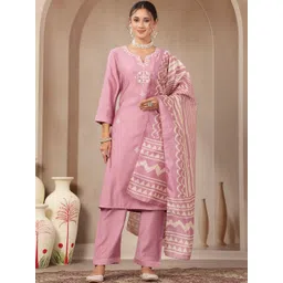 Nayam By Lakshita Women Ethnic Motifs Embroidered Regular Thread Work Kurta with Trousers & With Dupatta-picture-40