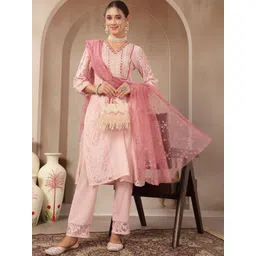 Nayam By Lakshita Women Ethnic Motifs Embroidered Regular Thread Work Kurta with Trousers & With Dupatta-picture-29