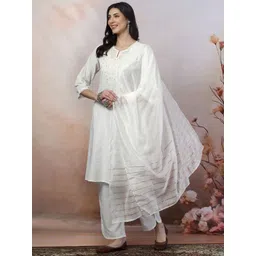 Nayam By Lakshita Women Floral Embroidered Regular Thread Work Kurta with Palazzos & With Dupatta-picture-15