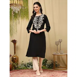 Nayam By Lakshita Women Floral Embroidered Thread Work Pure Cotton Kurta with Palazzos-picture-17