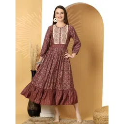 Nayam By Lakshita Women Floral Print Fit & Flare Maxi Dress image 1