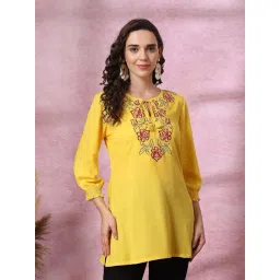 Nayam By Lakshita Yellow A-Line Embroidered Kurtis-picture-42