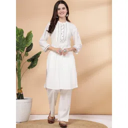 Nayam By Lakshita Yoke Design Pleated Thread Work Straight Kurta with Palazzos-picture-39