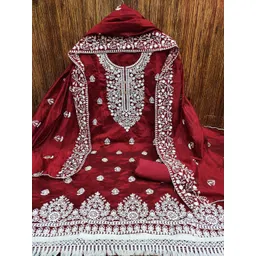 Nayanthara Trends Embroidered Unstitched Dress Material image 3