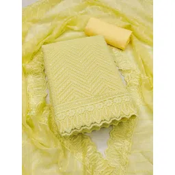 Nayanthara Trends Geometric Lucknowi Chikankari Embroidered Unstitched Dress Material-picture-10