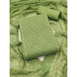 Nayanthara Trends Geometric Lucknowi Chikankari Embroidered Unstitched Dress Material-picture-11