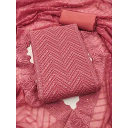 Nayanthara Trends Geometric Lucknowi Chikankari Embroidered Unstitched Dress Material image 1