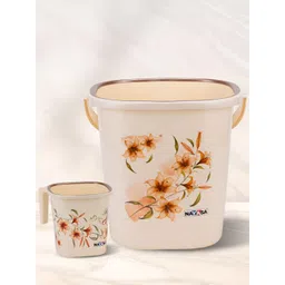 Nayasa Cream-Coloured 2 Pieces Floral Printed Light-Weight Bath Accessories Set-picture-18