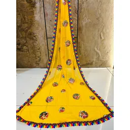 nayerang Chiffon Embroidered Yellow Women Dupatta-picture-17