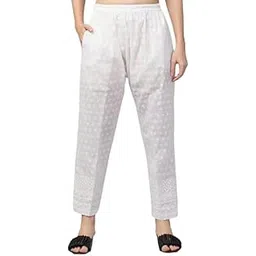 nayla creation Women's Regular Fit Cotton Blend Full Chikankari Pant for Women-picture-31