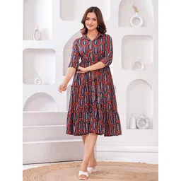 Nayo Ethnic Motifs Print Fit & Flare Midi Dress-picture-14