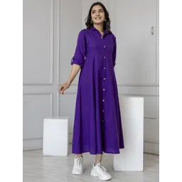 Nayo Shirt Collar Cotton Midi Dress-picture-25