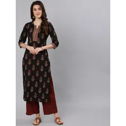 Nayo Women Black Ethnic Motifs Printed Straight Kurta-picture-26
