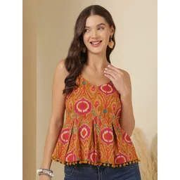 Nayo Women Ethnic Motifs Print Cotton Peplum Top-picture-26