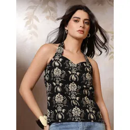 Nayo Women Ethnic Motifs Print Halter Neck Cotton Top-picture-36