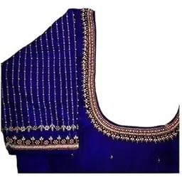 Naz Maggam aari Hand Made Heavy Work Blouse Piece 1 - Meter unstriched Purple-picture-13