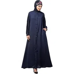 NAZNEEN Front open Band Colar & cuff casual Abaya-picture-30