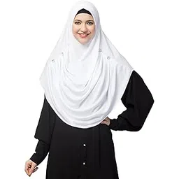 nazneen front gather & pleated with Cristal stone ready to wear prayer Hijab (WHITE PLEATED HIJAB)-picture-14