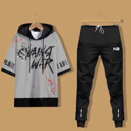 nb nicky boy Men Night Suit Set Grey Printed-picture-48