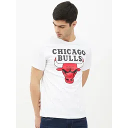 NBA Men White Chicago Bulls Printed Cotton Basketball Classic Crest T-shirt-picture-31