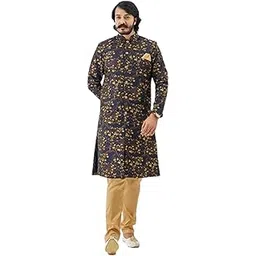 n.b.f fashion Jecquard Floral Regular Mens Indo Western Set-picture-41